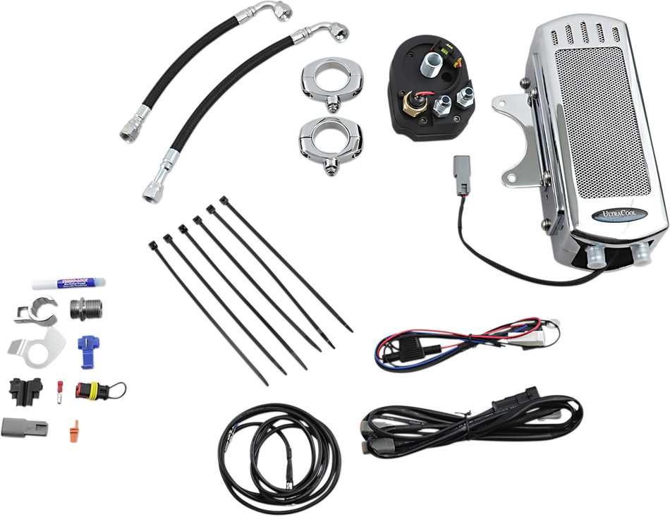 ULTRACOOL Side Mount Oil Cooler Kit - Chrome - Dyna SMD-1C