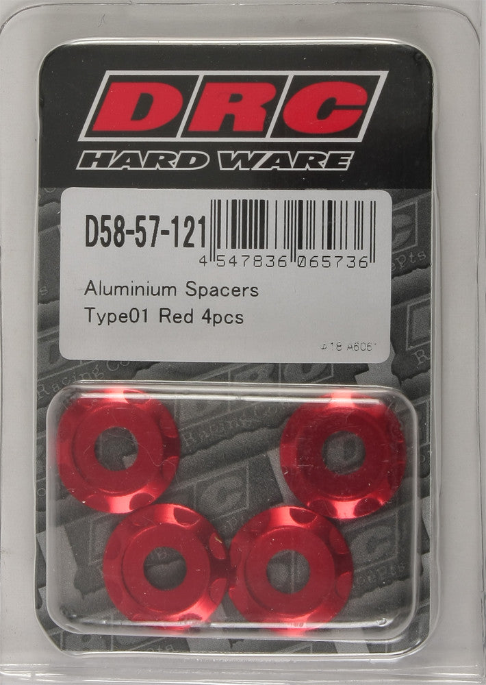 DRC Aluminium-Abstandshalter Typ 1 Rot M6x12mm 4/Pk D58-57-121