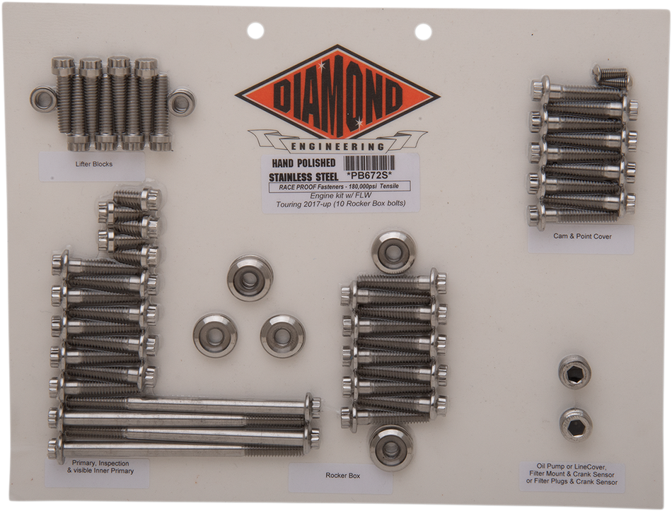 DIAMOND ENGINEERING Bolt Kit - Engine - 12-Point - Touring PB672S