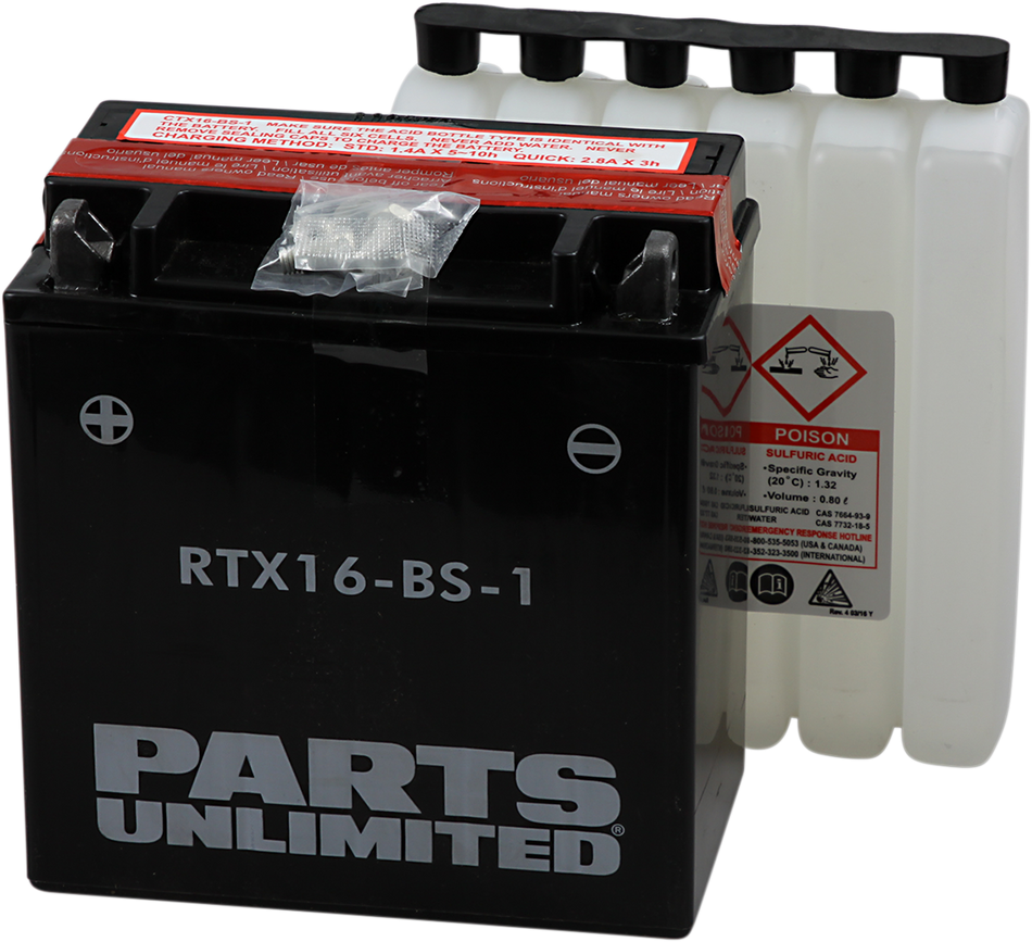 Parts Unlimited Agm Battery - Ytx16-Bs-1 .8 L Ctx16-Bs-1