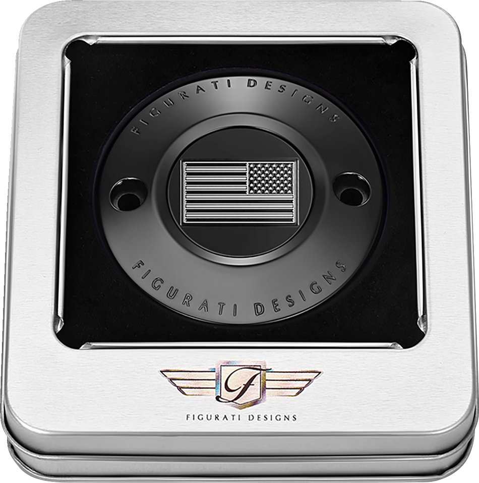 FIGURATI DESIGNS Timing Cover - 2 Hole - American - Contrast Cut - Black FD26R-TC-2H-BLK