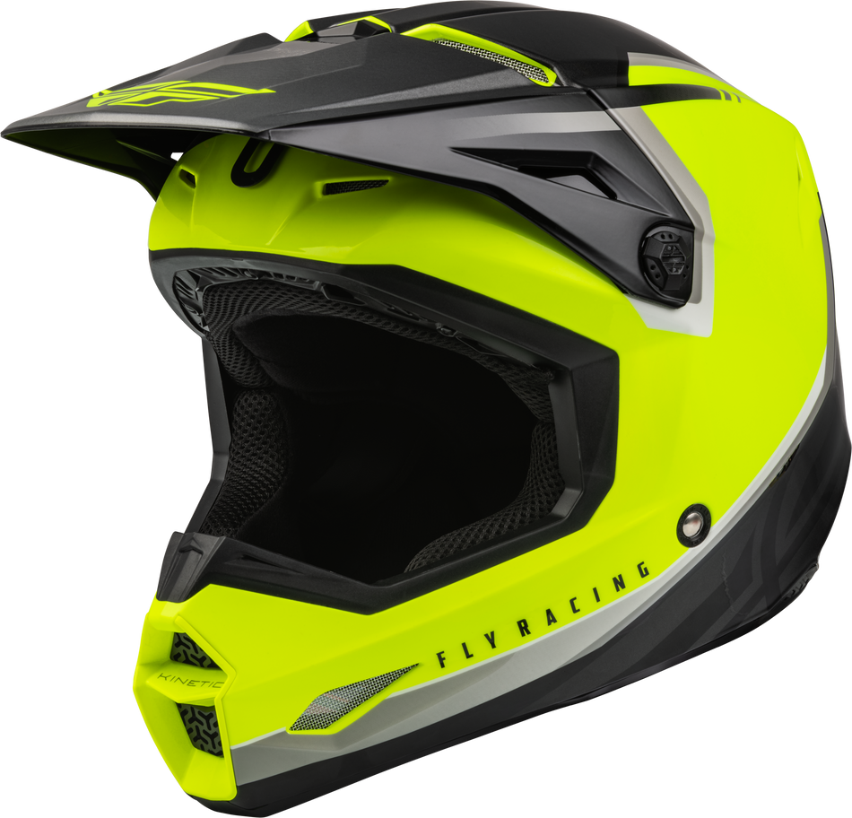 FLY RACING Youth Kinetic Vision Helmet Hi-Vis/Black Ys F73-8651YS