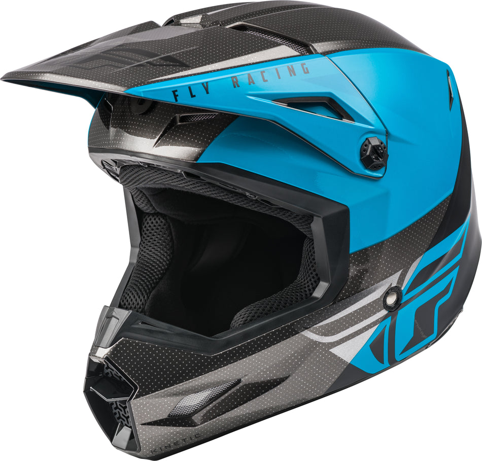 FLY RACING Youth Kinetic Straight Edge Helmet Blue/Grey/Black Yl 73-8633YL