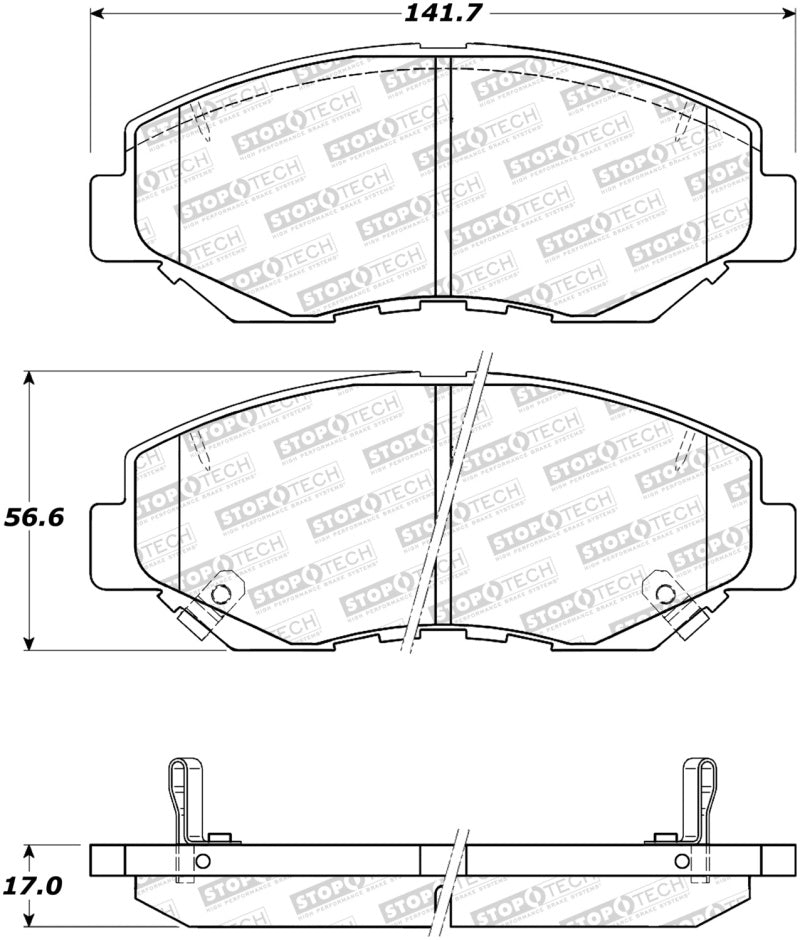 StopTech Sport Brake Pads w/Shims and Hardware - Front 309.09142