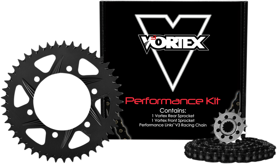 VORTEX Stahlkettensatz - Schwarz - Yamaha - YZF-R1 - '98-'03 CK6354 