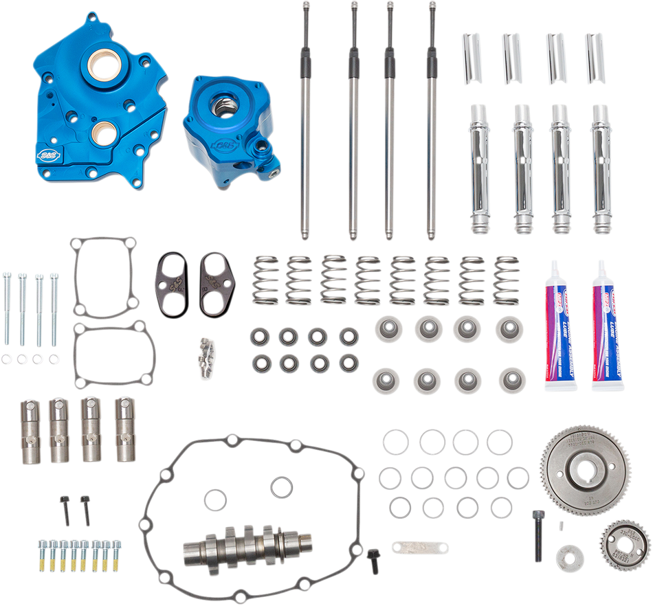 S&S CYCLE Cam Chest Kit with Plate M8 - Gear Drive - Oil Cooled - 550 Cam - Chrome Pushrods 310-1083A