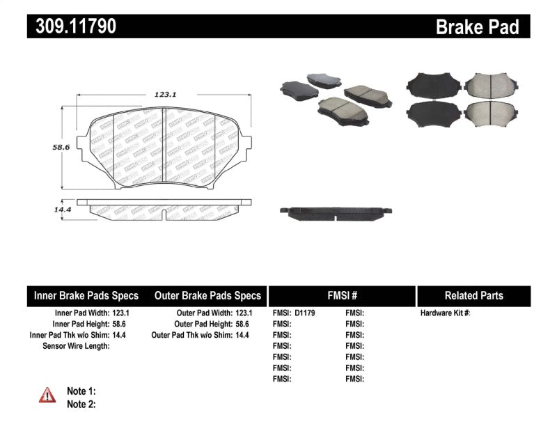 StopTech Performance 06-08 Mazda Miata MX-5 Front Brake Pads 309.1179