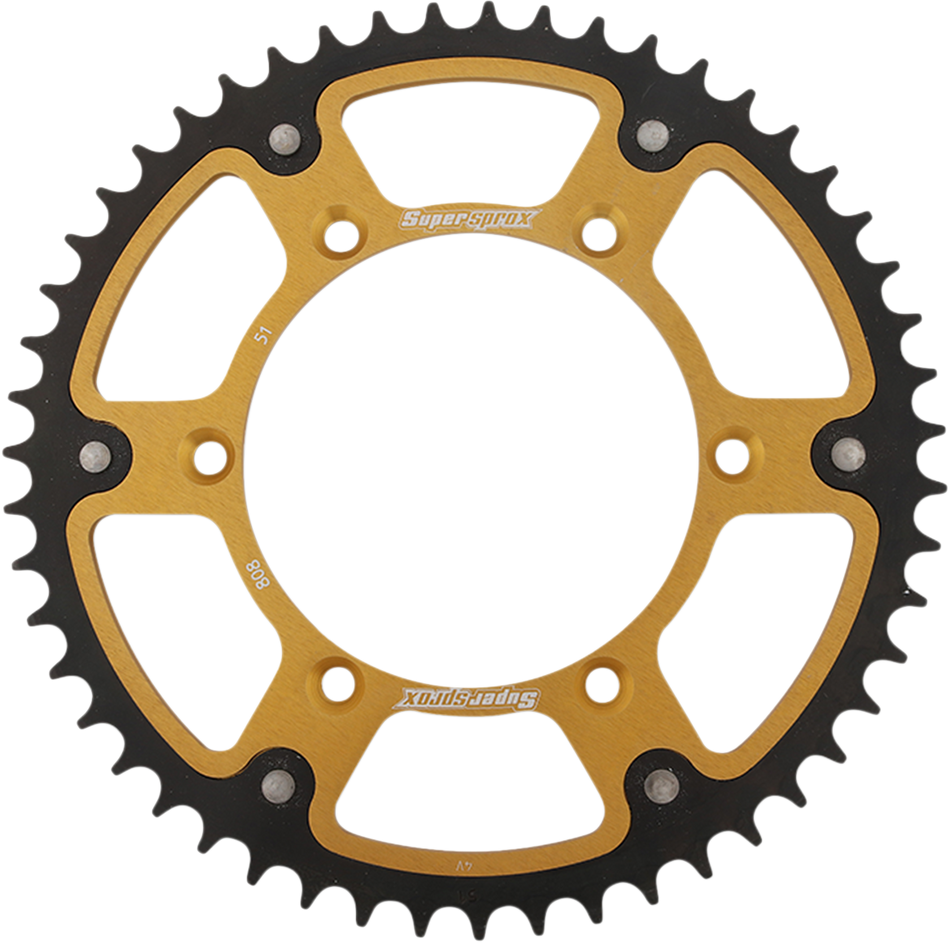 SUPERSPROX Stealth Rear Sprocket - 51 Tooth - Gold - Kawasaki/Suzuki RST-808-51-GLD