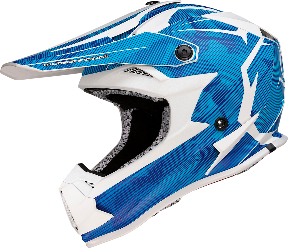 MOOSE RACING Youth F.I. Helmet - Agroid Camo - MIPS® - Blue/White - Medium 0111-1533