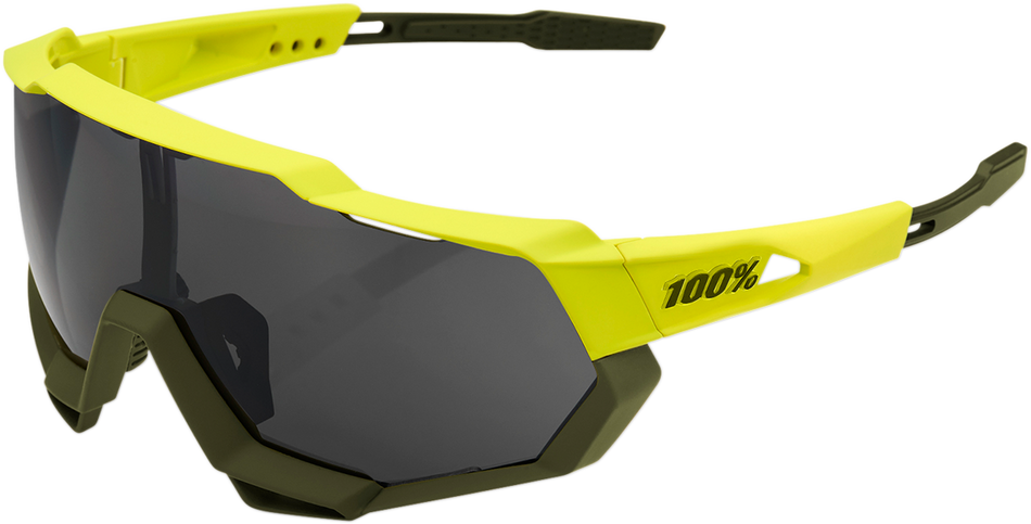 100% Speedtrap Sunglasses - Yellow - Black Mirror Lens 61023-004-61