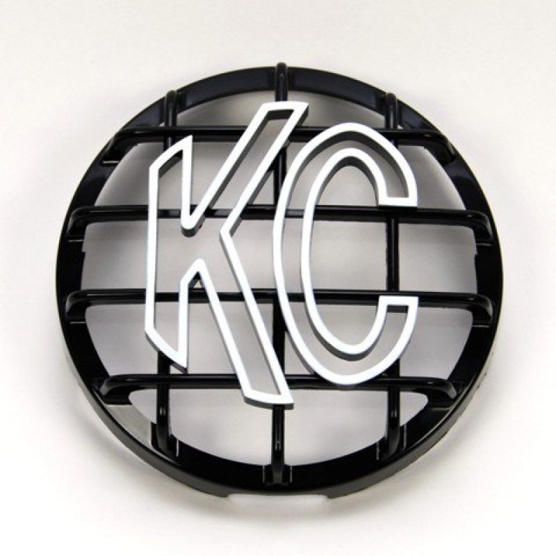 KC HiLiTES 6in. Round ABS Stone Guard for SlimLite/Daylighter Lights (Single) - Black/White KC Logo 7210