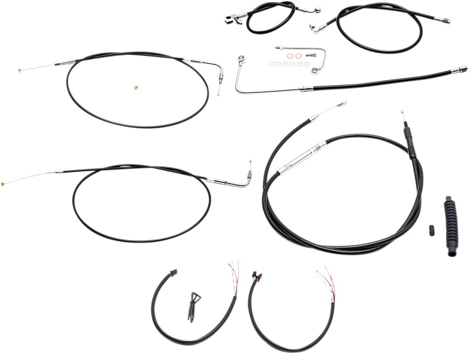 LA CHOPPERS Handlebar Cable/Brake Line Kit - Complete - 15" - 17" Ape Hanger Handlebars - Black Vinyl LA-8151KT2A-16B