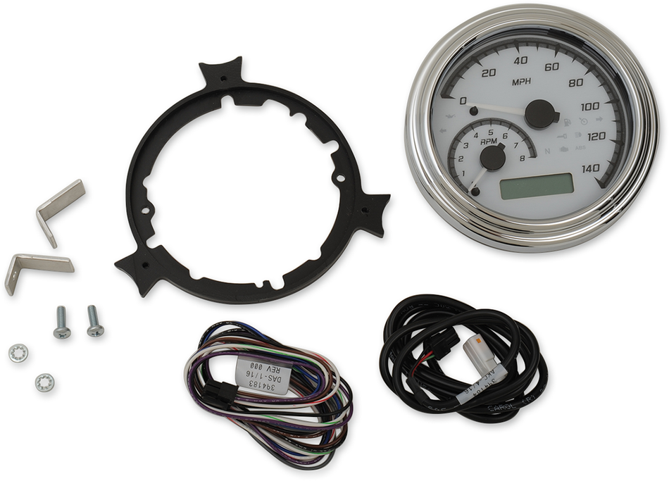 DAKOTA DIGITAL MXV Series Fatbob Analog/Digital Gauge System - White/Gray/Chrome MVX-2004-WG-C