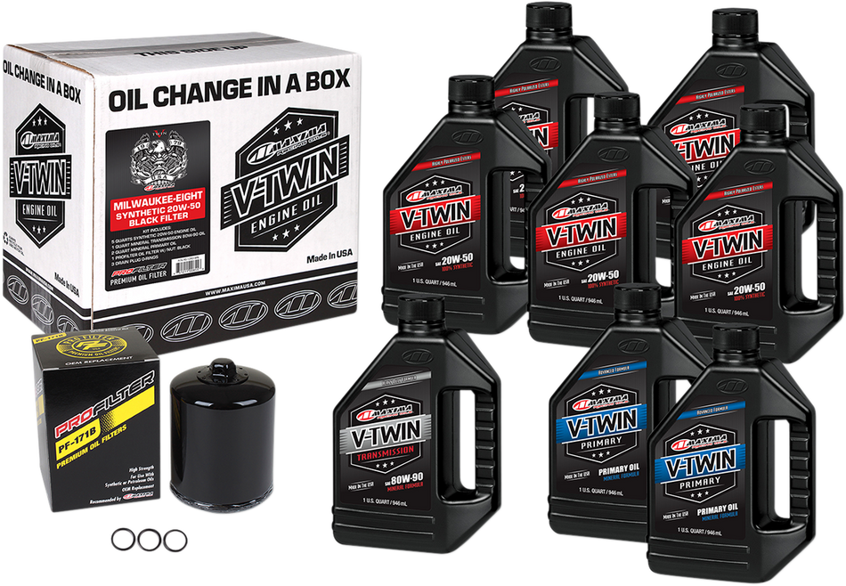 MAXIMA RACING OIL M8 Synthetic 20W-50 Oil Change Kit - Black Filter 90-129018PB