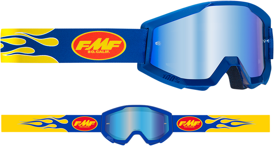 FMF PowerCore Goggles - Flame - Navy - Blue Mirror F-50051-00007 2601-3008