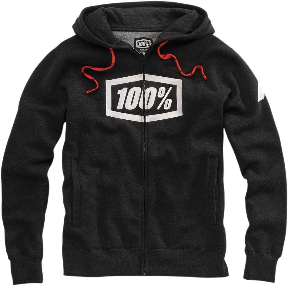 100 % Syndicate Fleece-Kapuzenpullover mit Reißverschluss – Heather Black/White – XL 20032-00003