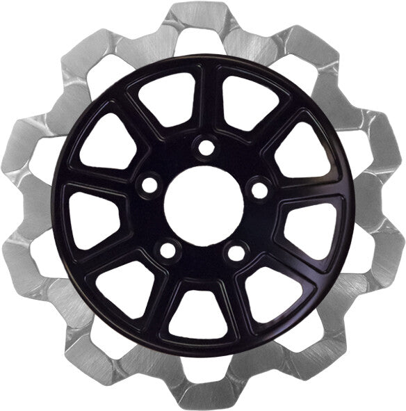 LYNDALL BRAKES9 Spoke Rotor Rear Blk/Sil Bow Tie 11.5" 5mm4002-2133