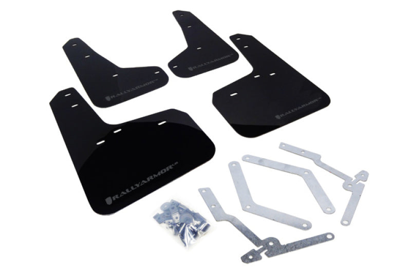 Rally Armor 13+ Ford Focus ST Black Mud Flap w/ Grey Logo MF27-UR-BLK/GRY