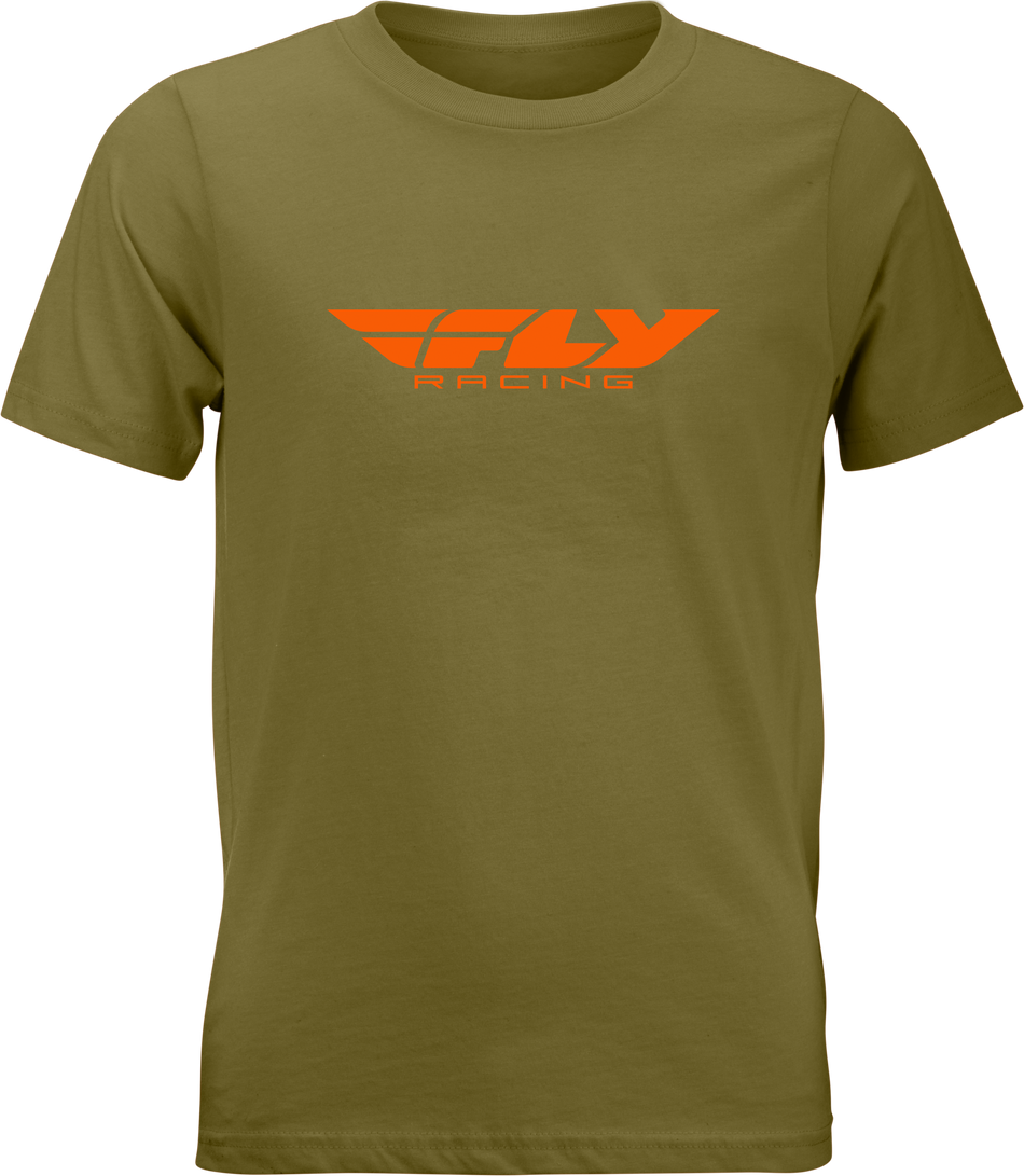 FLY RACING Youth Fly Corporate Tee Olive/Orange Yl 352-0676YL