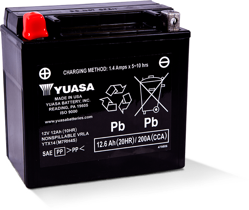 Yuasa YTX14 Maintenance Free AGM 12 Volt Battery YUAM7RH4S