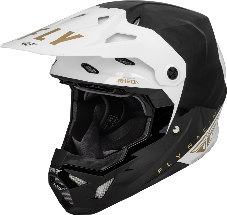 FLY RACING Youth Formula Cp Slant Helmet Black/White/Gold Yl 73-0031YL