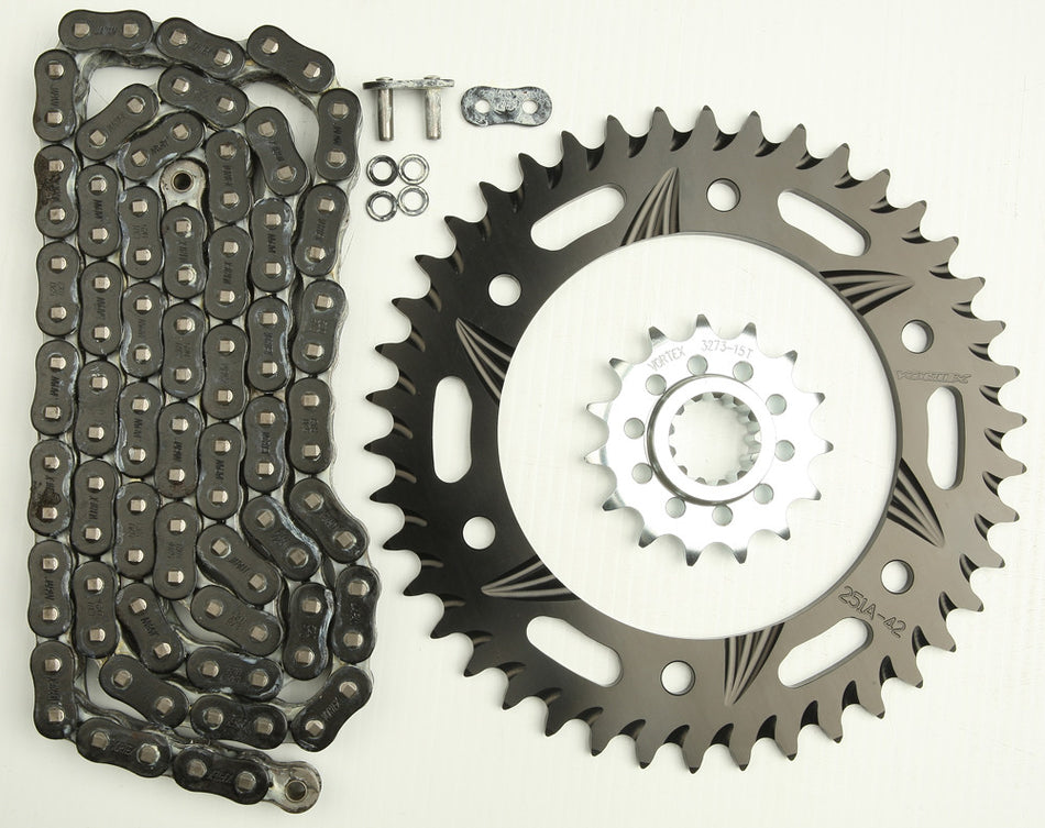 VORTEX Sprocket/Chain Kit Stl/Alu 15/42t Blk Rx3 520-106l Blk CK6328