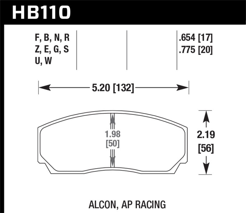 Hawk HPS 5.0 AP Racing w/ 0.654 Thickness Performance Street Brake Pads KHB110B.654