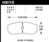 Hawk HPS 5.0 AP Racing w/ 0.654 Thickness Performance Street Brake Pads KHB110B.654