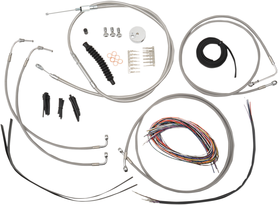 LA CHOPPERS Handlebar Cable/Brake Line Kit - Complete - 18" - 20" Ape Hanger Handlebars - Stainless LA-8051KT2-19