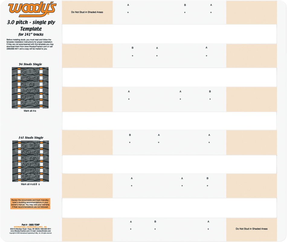 WOODY'S Template - Arctic Cat - 3.00 Pitch 300S-TEMP