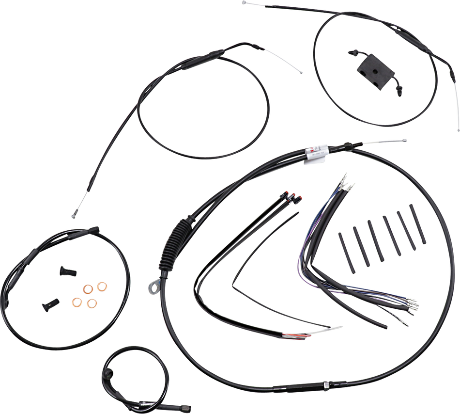 BURLY BRAND Handlebar Cable and Brake Line Kit - Extended - Sportsters - 12" Ape Hanger Handlebars - ABS B30-1229