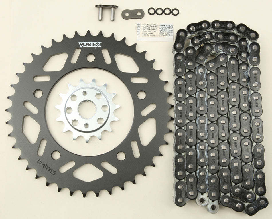 VORTEX Sprocket/Chain Kit Stl/Stl 15/41t Sil Rx3 520-114l Blk CK6375