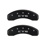 MGP 4 Caliper Covers Engraved Front Cursive/Cadillac Engraved Rear CTS Red finish silver ch 35013SCTSRD