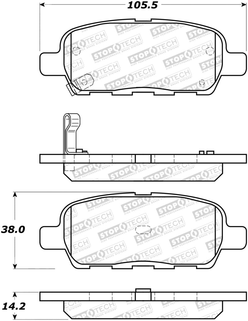 StopTech Sport Brake Pads w/Shims and Hardware - Rear 309.09051