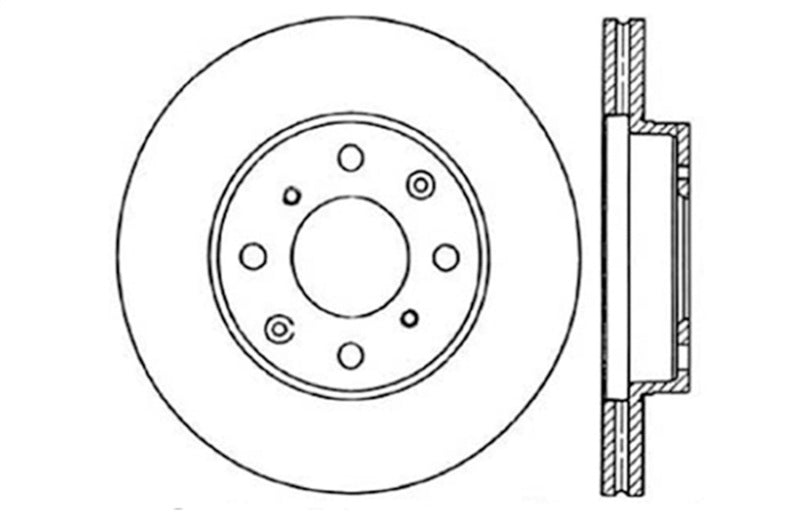 StopTech 96-00 Honda Civic DX/HX Coupe/90-00 Civic DX/LX Sedan Slotted & Drilled Right Front Rotor 127.40023R