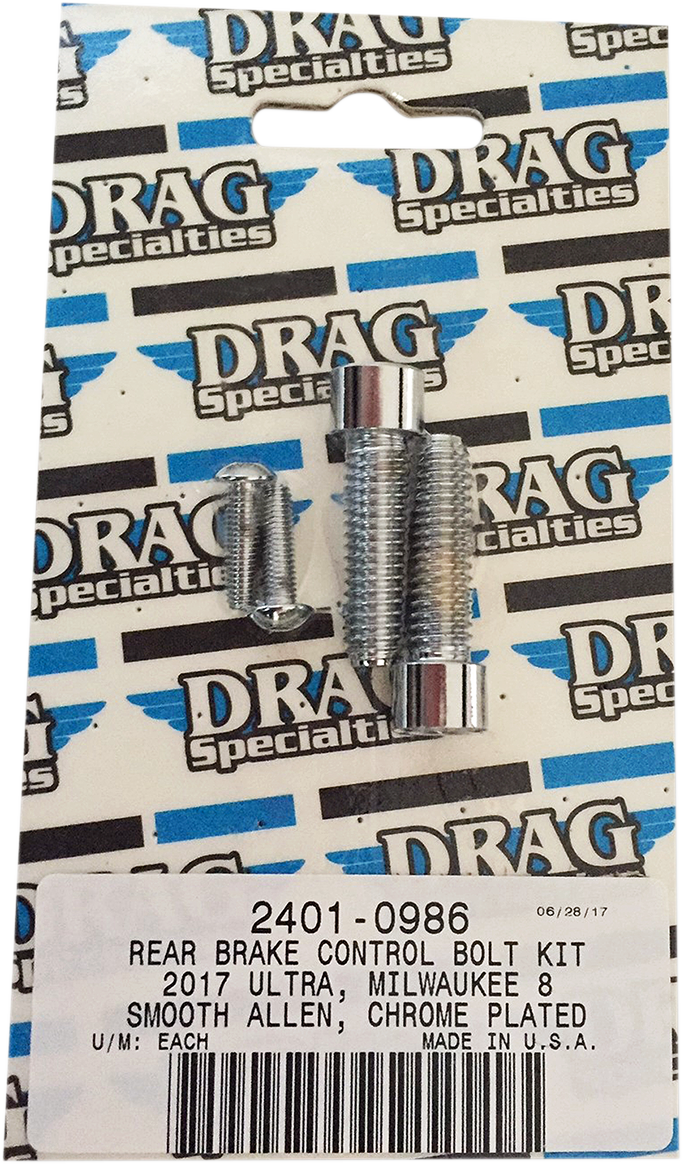 DRAG SPECIALTIES Rear Brake Smooth Bolt Kit - Chrome - M8 MK785S