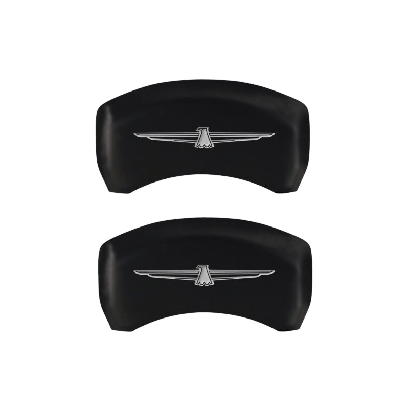 MGP 4 Caliper Covers Engrvd Front No bolts/Tbird Engrvd Rear/Tbird Emblem Red fnsh slvr ch 10086STDBRD