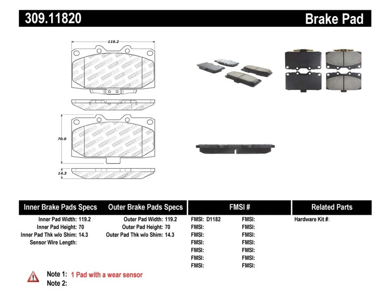 StopTech Performance 06-07 Subaru Impreza WRX/WRX STi Front Brake Pads 309.1182