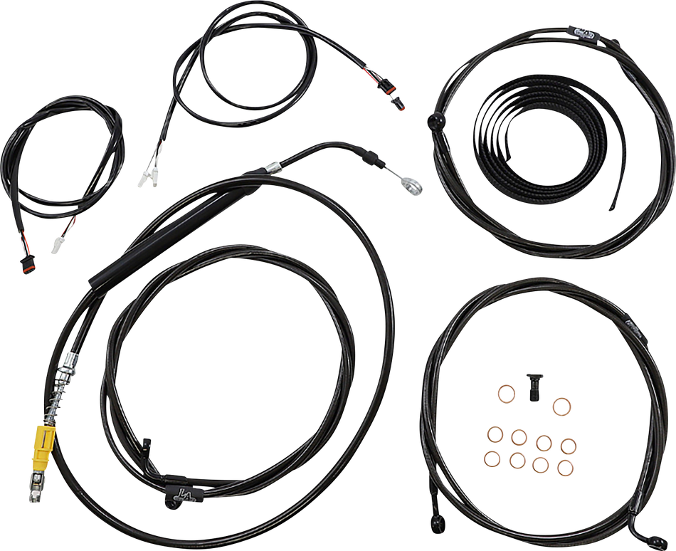 LA CHOPPERS Cable Kit - 12" - 14" Ape Hanger Handlebars - ABS - Midnight LA-8058KT3-13M