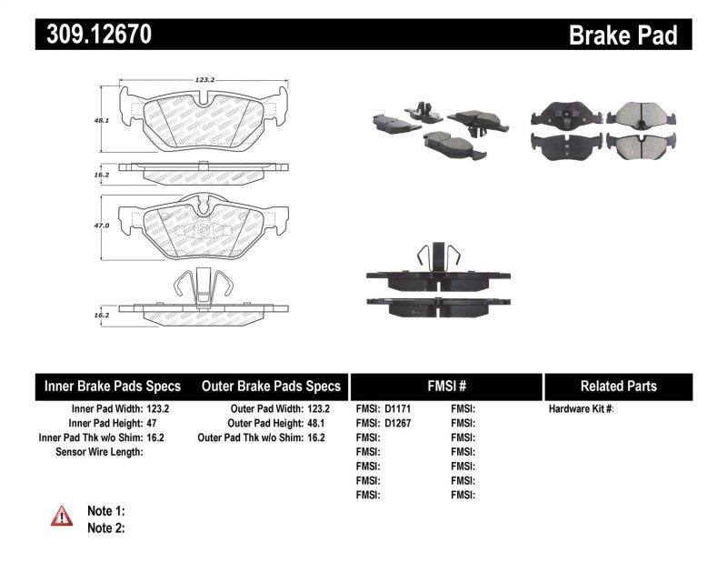 StopTech Performance Brake Pads 309.1267