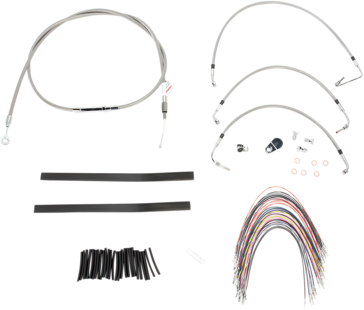 BURLY BRAND Handlebar Cable/Brake Line Kit - Complete - 13" Ape Hanger Handlebars - Stainless Steel B30-1103