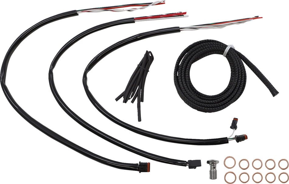 LA CHOPPERS Handlebar Cable/Brake Line Kit - Complete - 12" - 14" Ape Hanger Handlebars - Black Vinyl LA-8056KT2-13B