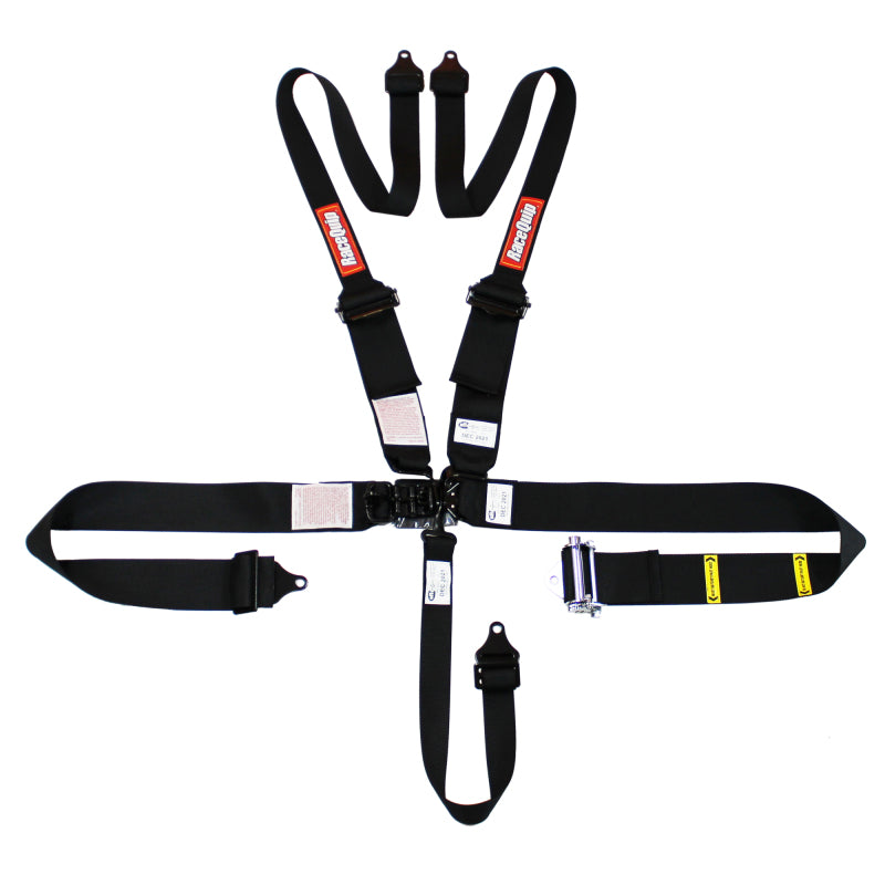 RaceQuip L & L 5pt Ratchet HNR Harness Black 815005