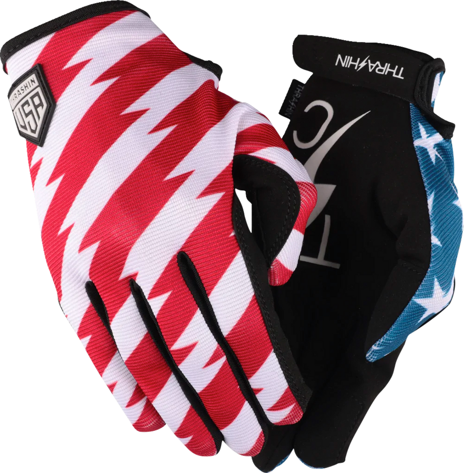 THRASHIN SUPPLY CO. Stars & Bolts Stealth Gloves - Red/Blue - Small SV1-12-08