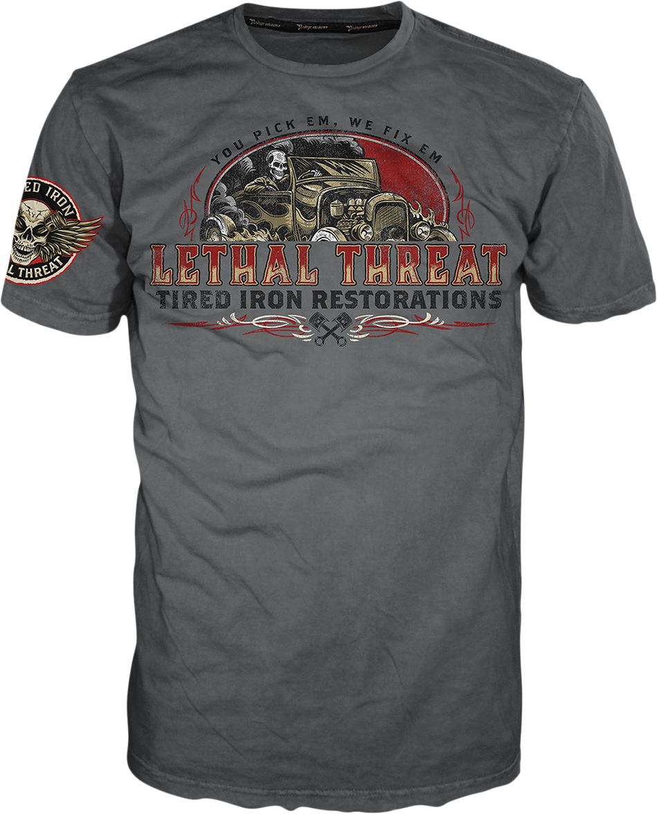 LETHAL THREAT Vintage Velocity Tired Iron Restorations T-Shirt - Gray - Medium VV40174M