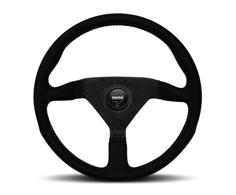 Momo Montecarlo Alcantara Steering Wheel 320 mm - Black/Black Stitch/Black Spokes MCL32AL1B