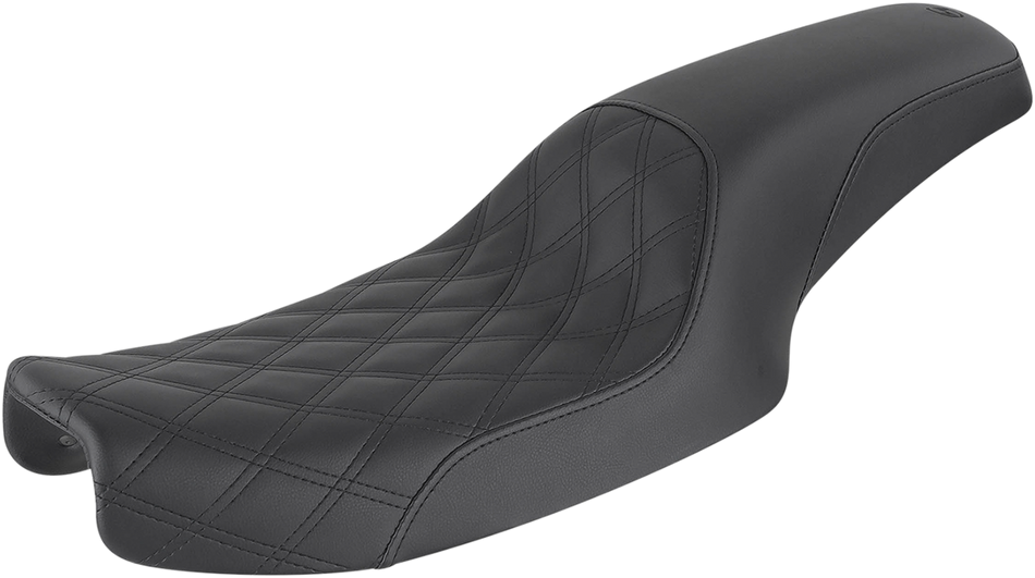 SADDLEMEN Profiler Seat - Front Lattice/Rear Smooth - Black - Dyna 891-04-149