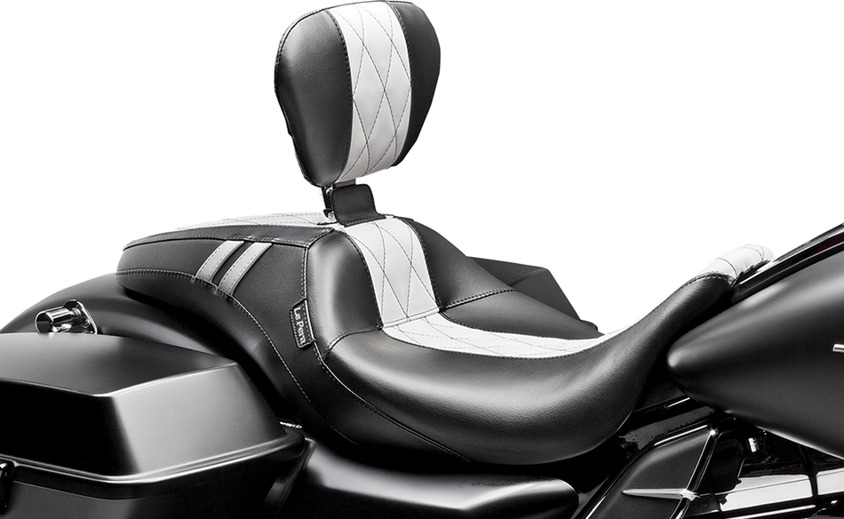 LE PERA Outcast Daddy Long Legs Seat - Full-Length - Without Backrest - Black W/White Double Diamond Inlay LK-987DLGT1