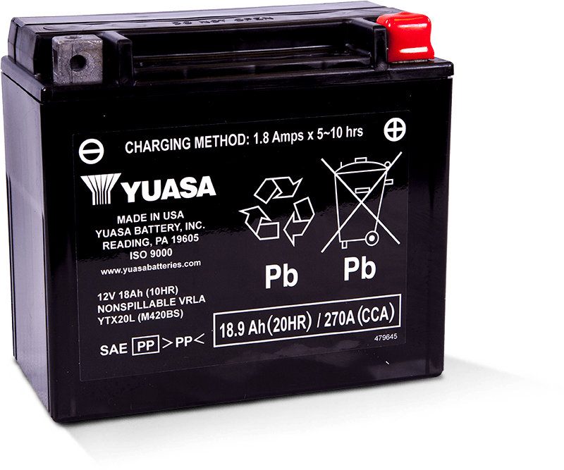 Yuasa YTX20L Maintenance Free AGM 12 Volt Battery YUAM420BS