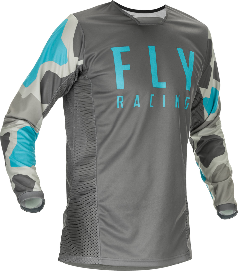 FLY RACING Youth Kinetic K221 Jersey Grey/Blue Ys 374-526YS